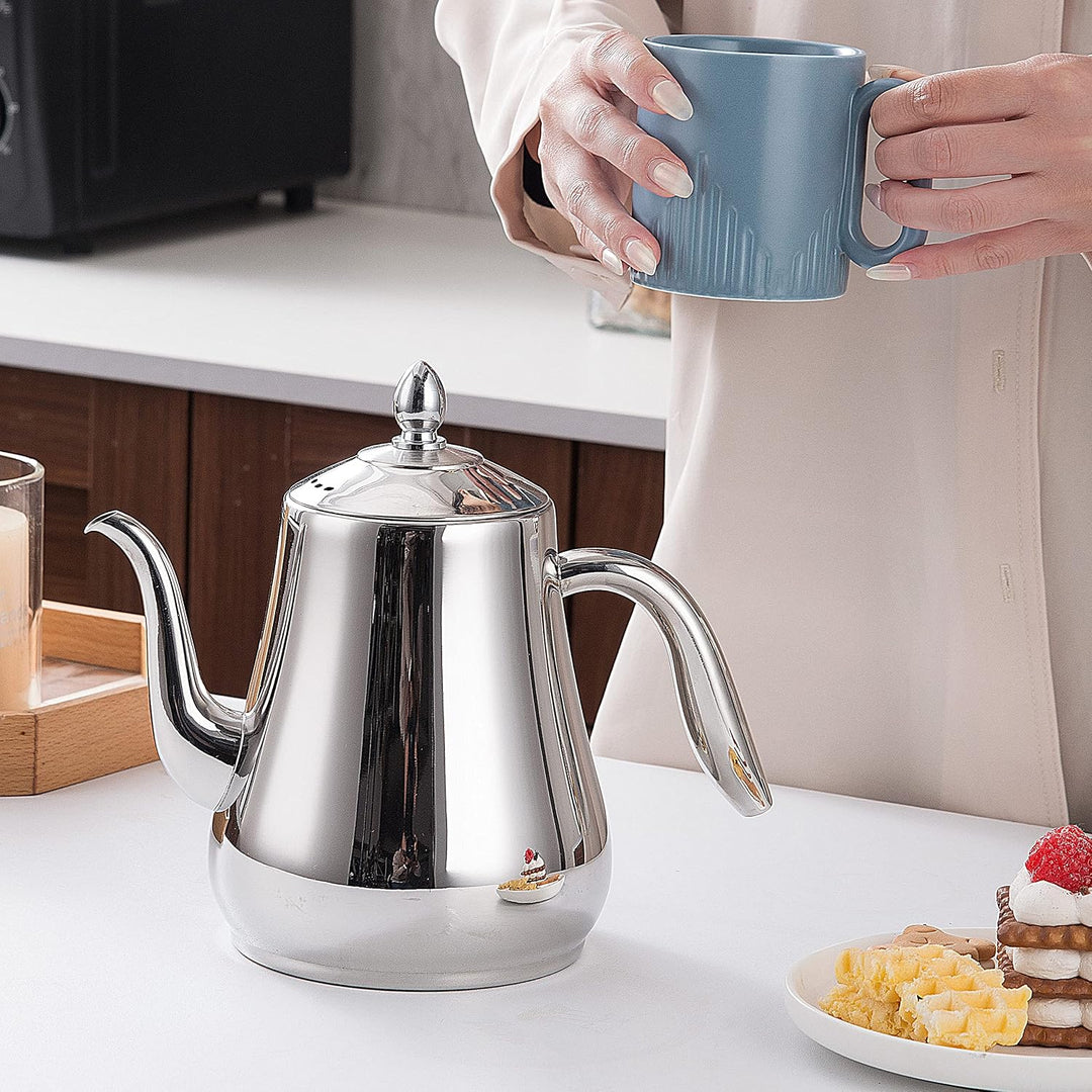 SANQIAHOME 1550ml Edelstahl-Teekanne mit herausnehmbarem Siebeinsatz, Qualitäts-Teekanne mit kleinem