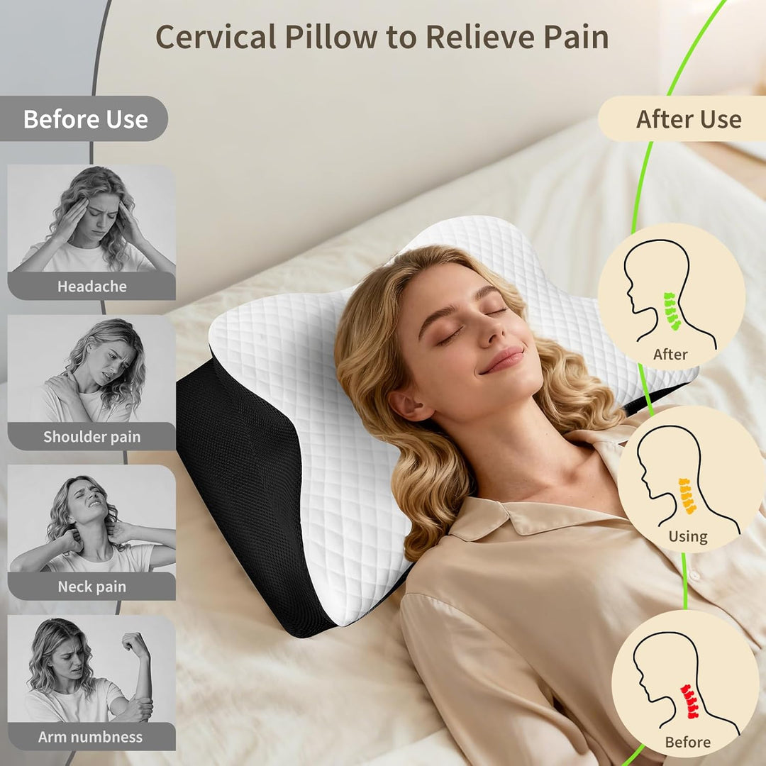 Kopfkissen Nackenschmerzen, Memory Foam Orthopädisches Kissen, Ergonomisches Seitenschläferkissen, N