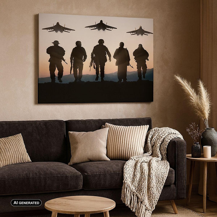 Bilder auf Leinwand 100x70cm Leinwandbild mit Rahmen Armee Militaria Gross Wanddeko Bild Schlafzimme