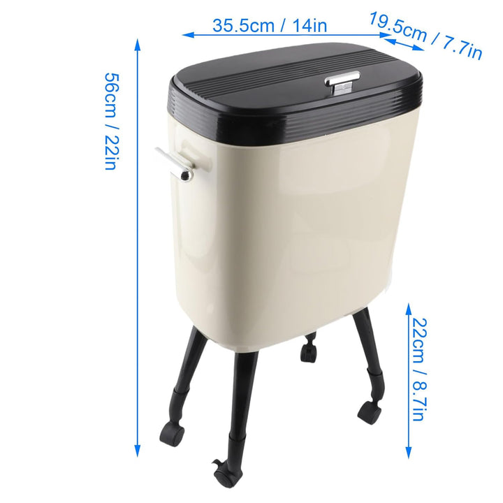 VBESTLIFE Hochbeiniger Mülleimer mit Rädern, 3,96 Gallonen/15 L, Schmales Design mit Deckel, Rollend