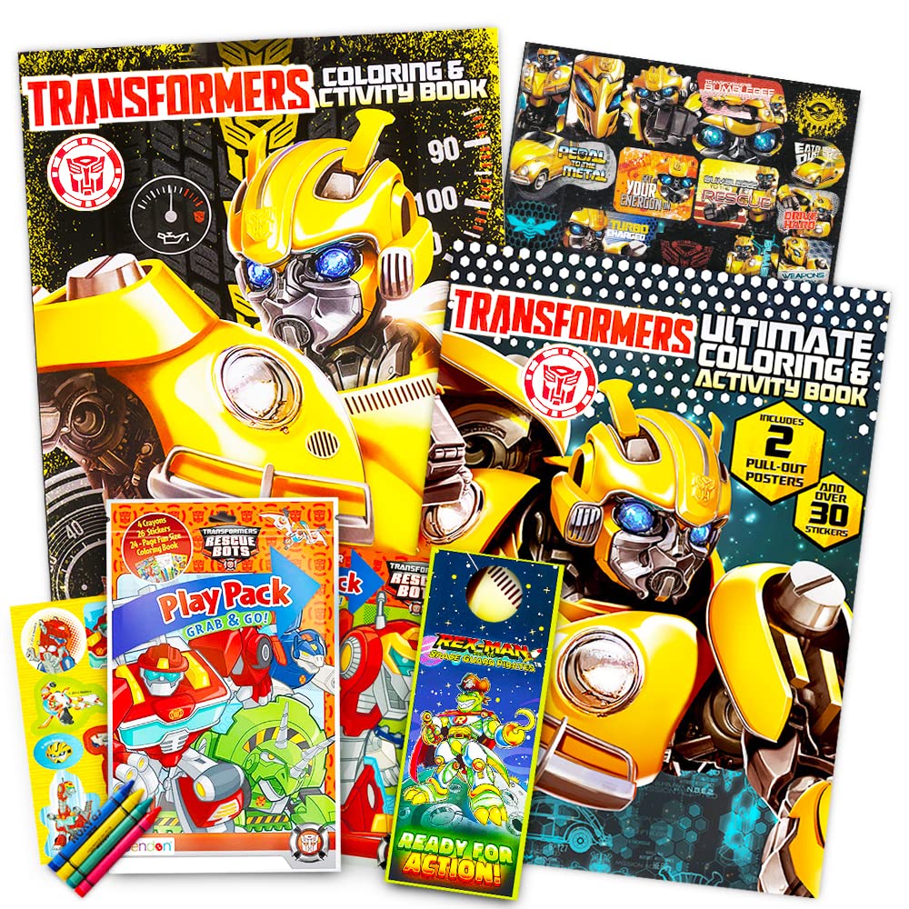 Transformers Rescue Bots Farb- und Activity Book Set (2 Bücher ~ 96 Seiten) Dinobot, Optimus Prime,