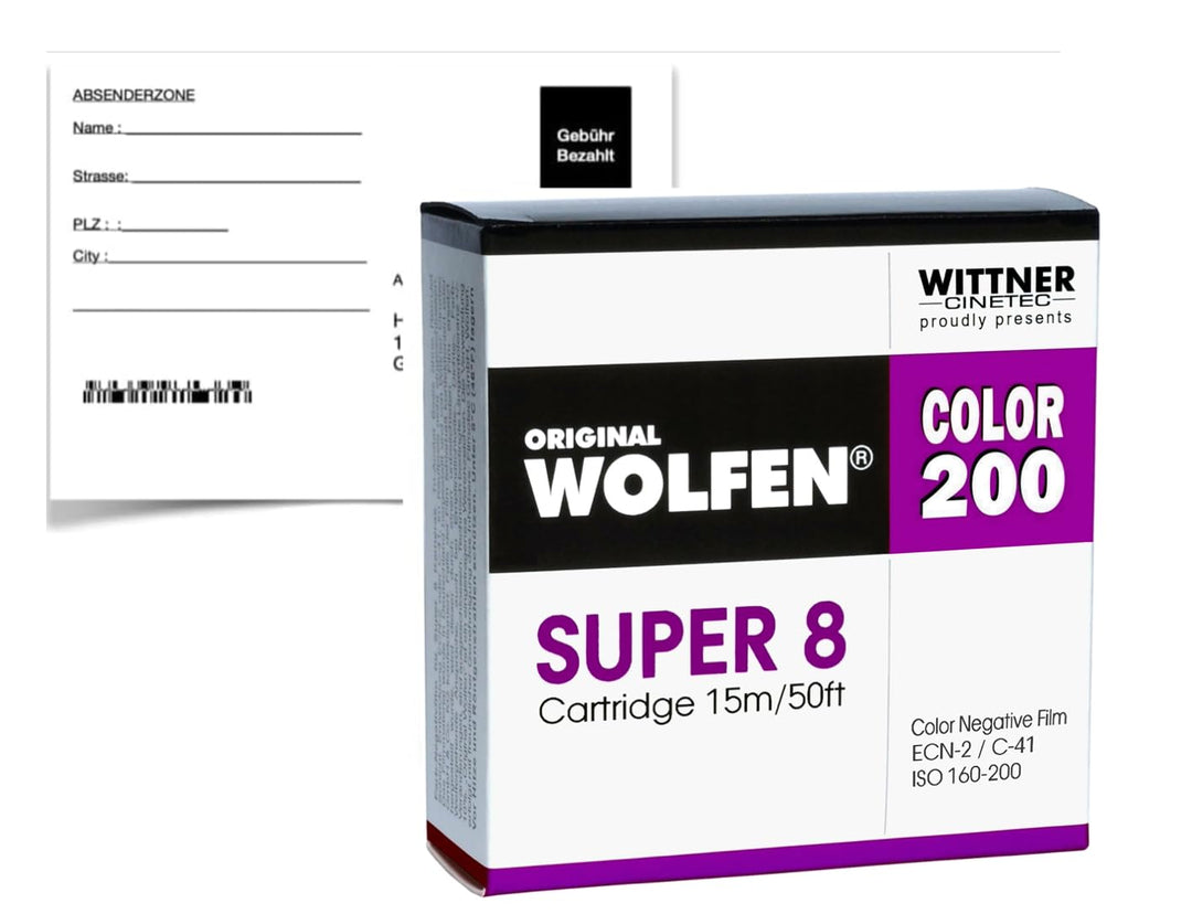 original WOLFEN Color 200 SUPER 8 ISO 160-200 mit Entwicklung 2K Scann Download NC200S8E, NC200S8E
