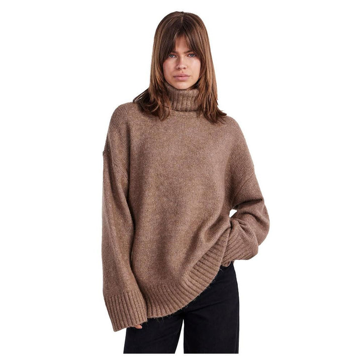 PIECES Damen Pcnancy Ls Loose Roll Neck Knit Noos Bc Pullover, Fossil