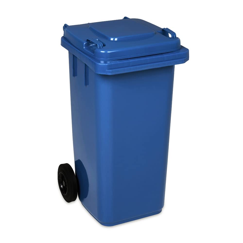 JESTIC Mülltonne Abfalltonne Reststofftonne 120L laufruhige Vollgummi-Räder NEU (blau) 120 Litros bl