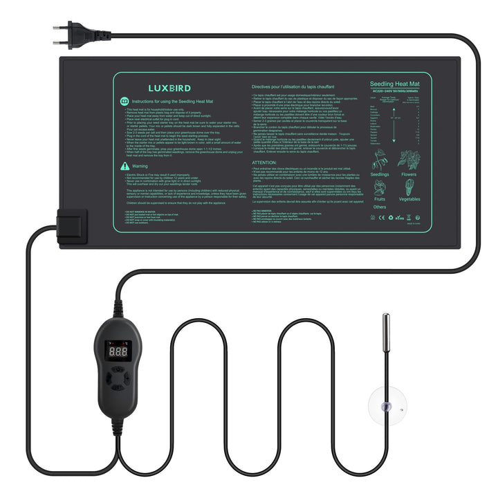 Luxbird Heizmatte Pflanzen mit Thermostat und Timer Funktion, 30W IP67 wasserdichte Wärmematte ideal