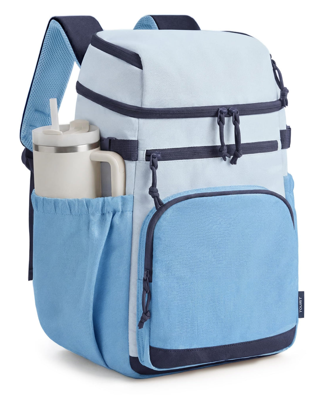 TOURIT Isolierter Kühlrucksack 30 Dosen, Auslaufsichere Lunch Kühltasche mit Zwei Fächern Leichter,
