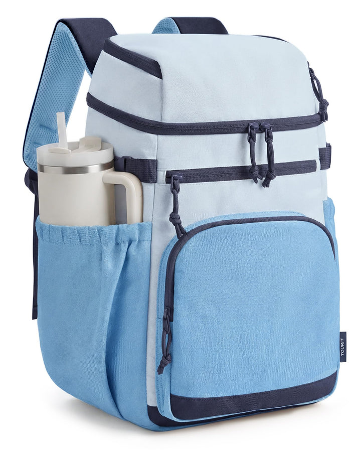 TOURIT Isolierter Kühlrucksack 30 Dosen, Auslaufsichere Lunch Kühltasche mit Zwei Fächern Leichter,