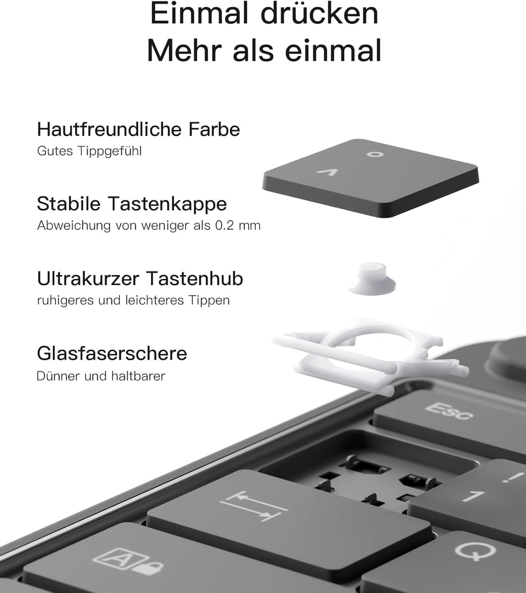 Inateck Surface Pro 9 Tastatur,Kompatibel mit Surface Pro 11/10/9/8/X, mit Touchpad,Surface Tastatur