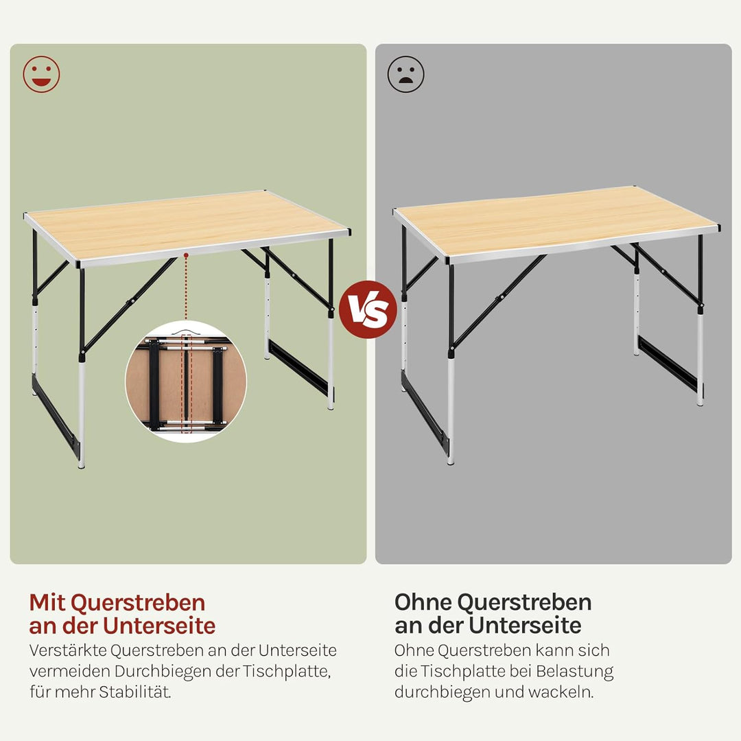 WOLTU® Campingtisch Klapptisch Gartentisch Arbeitstisch Balkontisch höhenverstellbar Aluminium Stahl