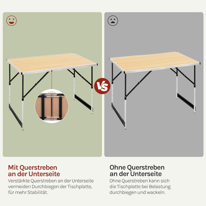 WOLTU® Campingtisch Klapptisch Gartentisch Arbeitstisch Balkontisch höhenverstellbar Aluminium Stahl