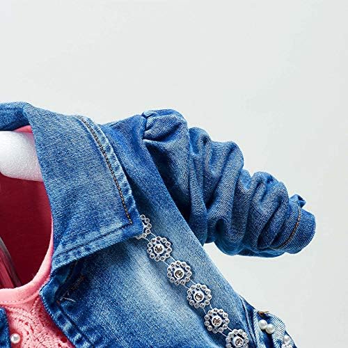 Peacolate 6M-4Jahre Baby Mädchen Kleidungsset 3 Stück Rock mit Spitze Jeans und Jeansjacke im Button