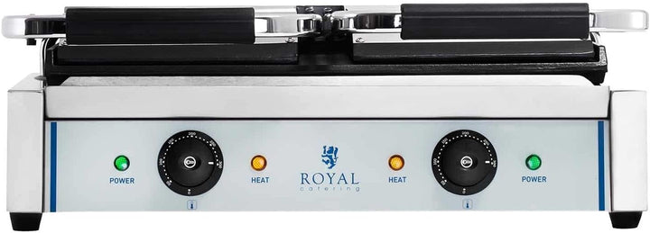 Royal Catering RCKG- 3600-F Doppel Kontaktgrill Sandwichmaker Tischgrill (Glatt, 2 x 1.800W, 300°C,