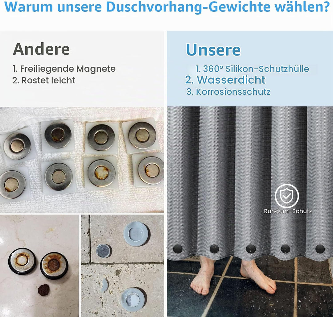 VANZAVANZU Duschvorhang Gewichte, Niemals Rost Duschvorhang Magnete, Silikonbeschichtete Magnete Tis