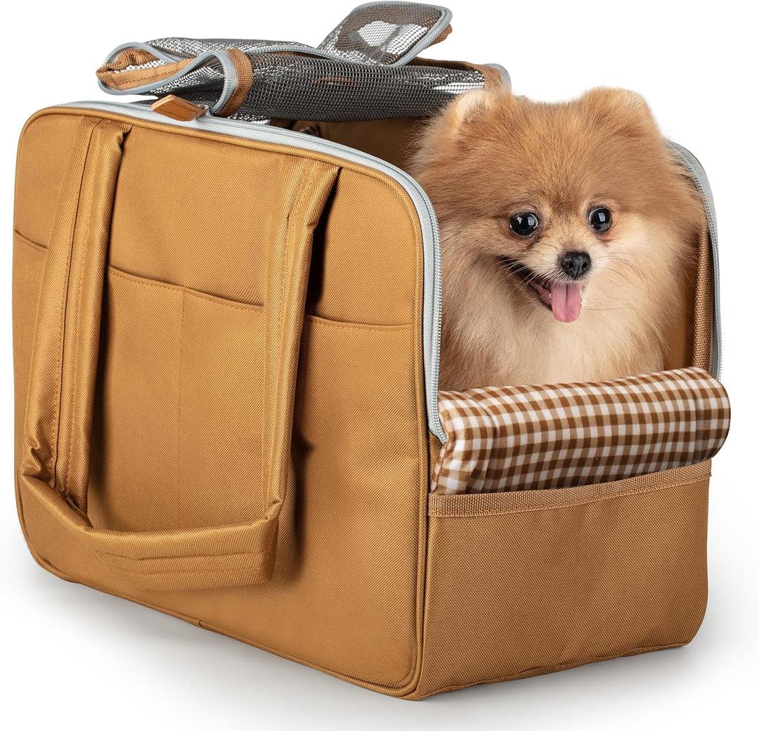 Hundetragetasche für kleine Hunde – Baumwolle gepolsterte Innenseite, mehrere Taschen, atmungsaktive