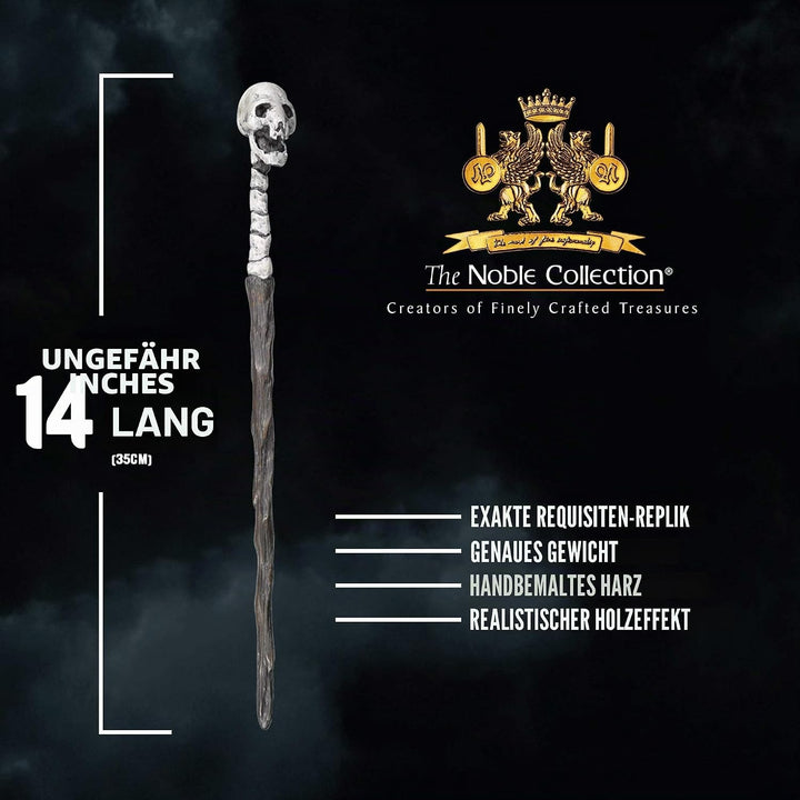 The Noble Collection - Death Eater Skull Character Wand - 14in (35cm) Wizarding World Wand with Name