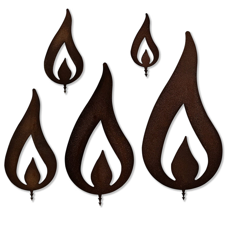 ARTTEC Flamme Kerze (Edelrostdeko) (5er Set) - hochwertige Gartendeko aus Metall - Edelrost Deko für