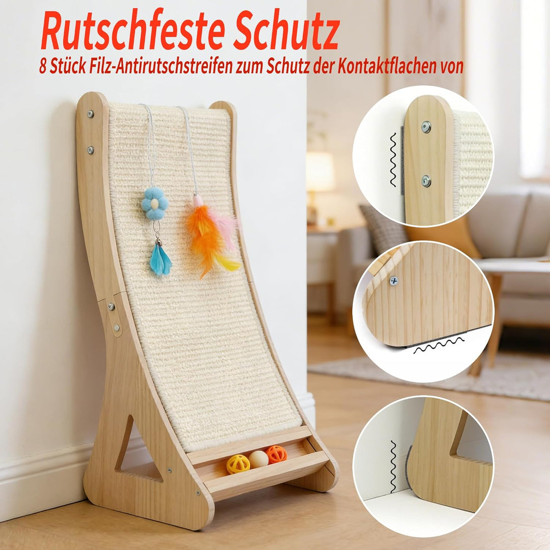 Katzen Kratzbrett Dual-Use Kratzpappe für Katzen Gross 63cm Gebogen Kratzmöbel Katze 100% Natürliche