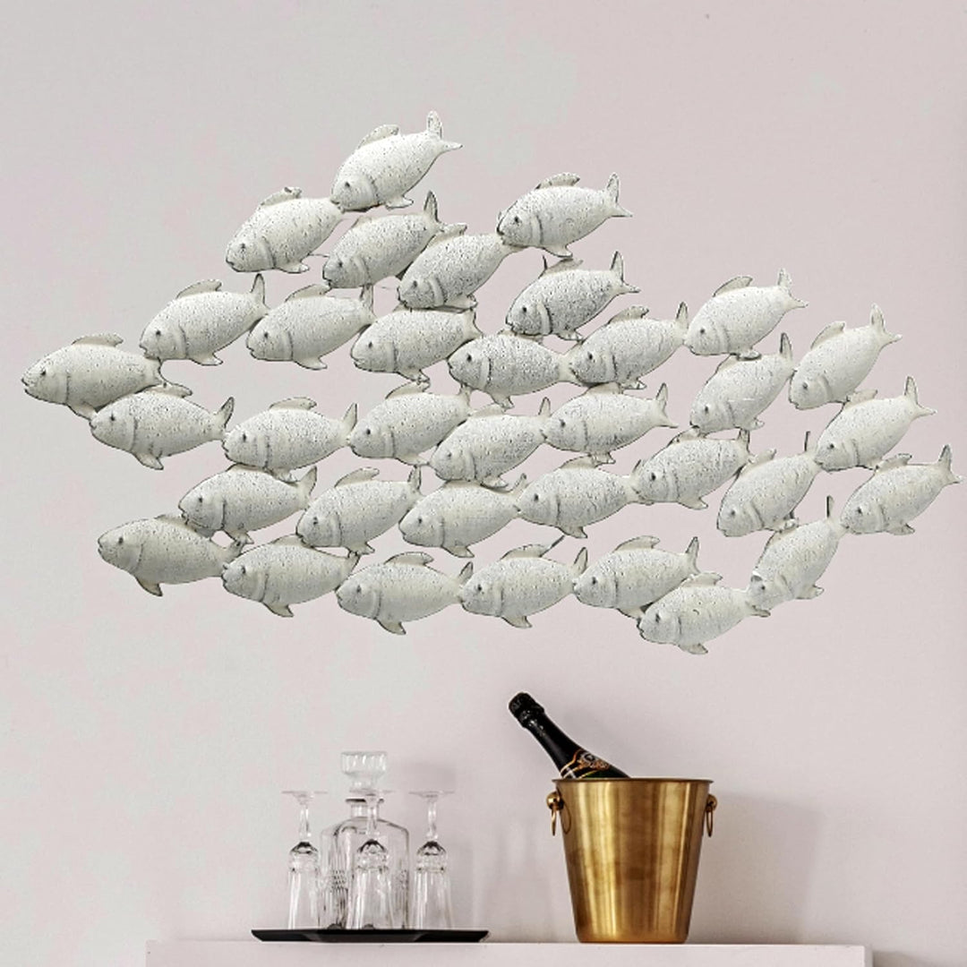 BOLTZE Wandobjekt Fischschwarm Metall, grau, 2 x 97 x 53 cm 2 x 97 x 51 cm, 2 x 97 x 51 cm