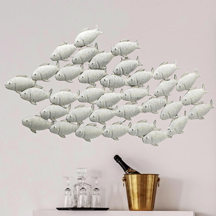 BOLTZE Wandobjekt Fischschwarm Metall, grau, 2 x 97 x 53 cm 2 x 97 x 51 cm, 2 x 97 x 51 cm