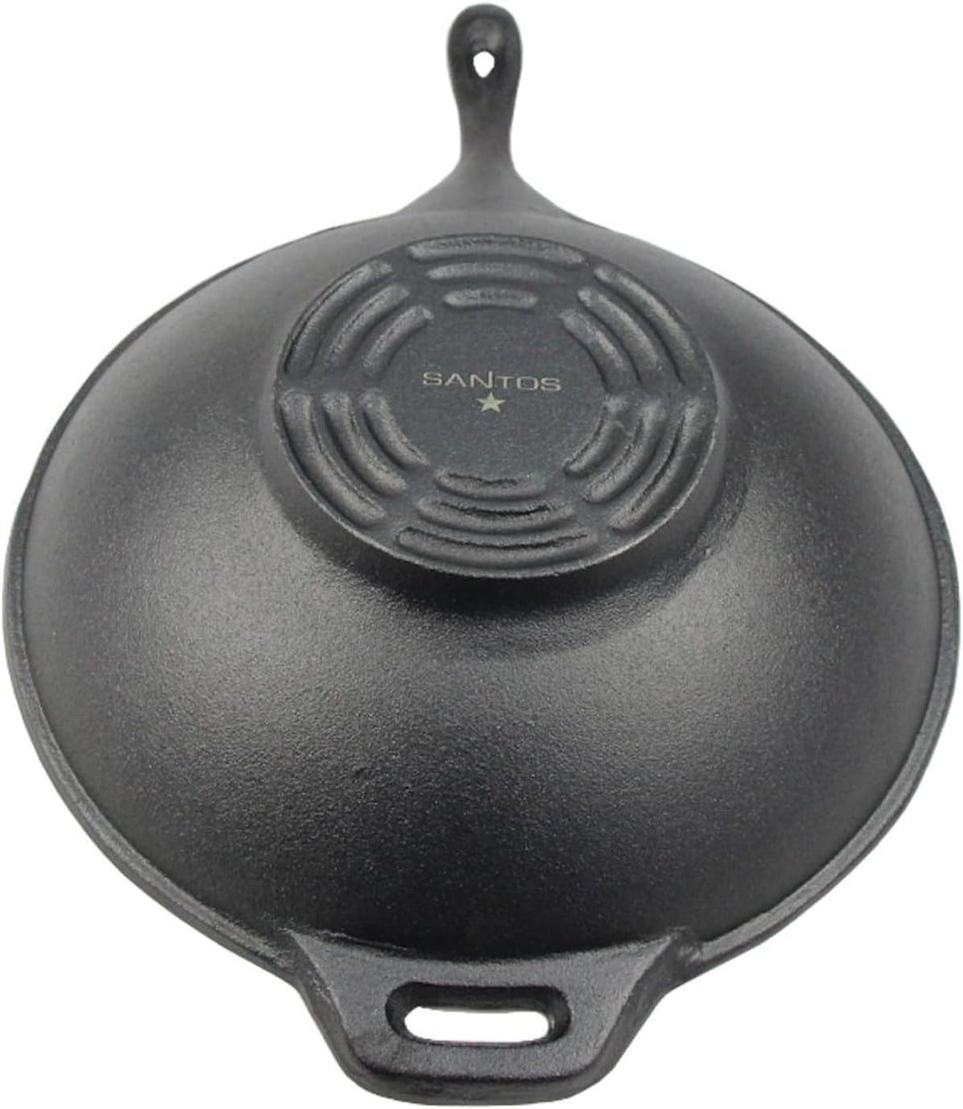 SANTOS Gusseisen Wokpfanne rund - Guss-Wok - ø31,8cm x 48,8cm - Feuertopf - Grilltopf - ideal für La