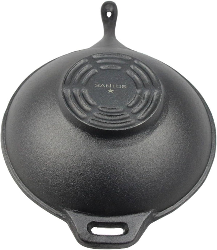 SANTOS Gusseisen Wokpfanne rund - Guss-Wok - ø31,8cm x 48,8cm - Feuertopf - Grilltopf - ideal für La