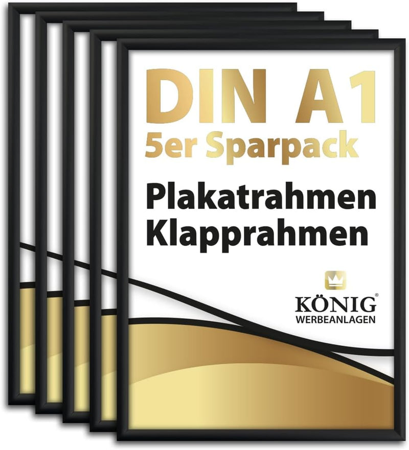 Dreifke 5 Plakatrahmen DIN A1 | 25mm Aluminium Profil, schwarz | inkl. entspiegelter Schutzscheibe |