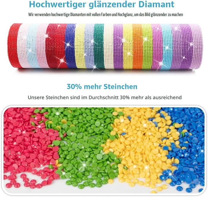 DCIDBEI 4 Pack Diamond Painting Vierer Set Landschaften 40x50 cm Diamant Painting Bilder Strand Male