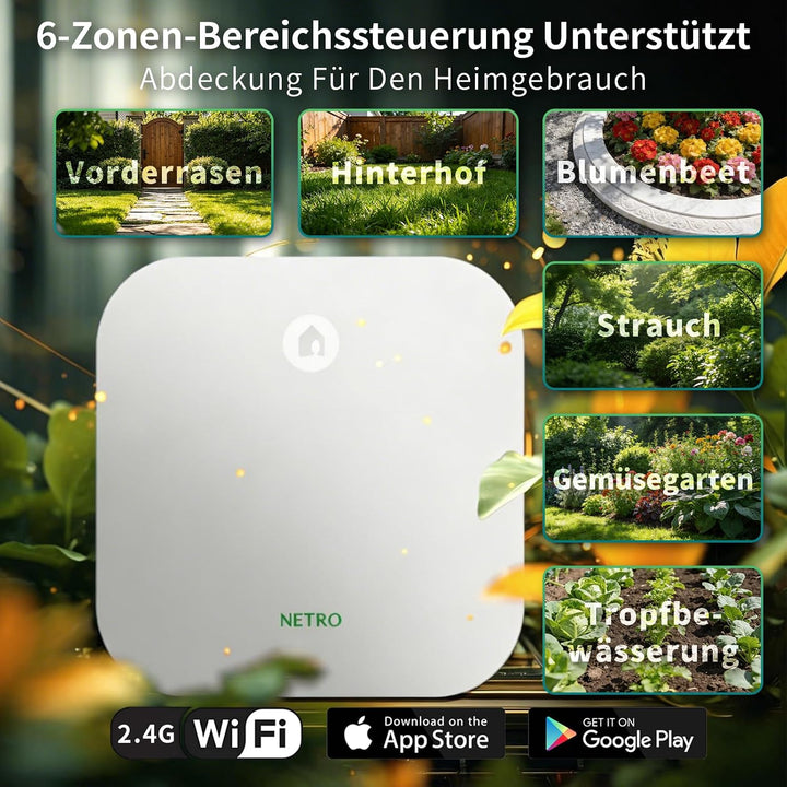 Netro Smart-Sprinkler-Controller, Wireless-LAN, Wetter Aware, Remote Access, 6 Zone, Kompatibel mit