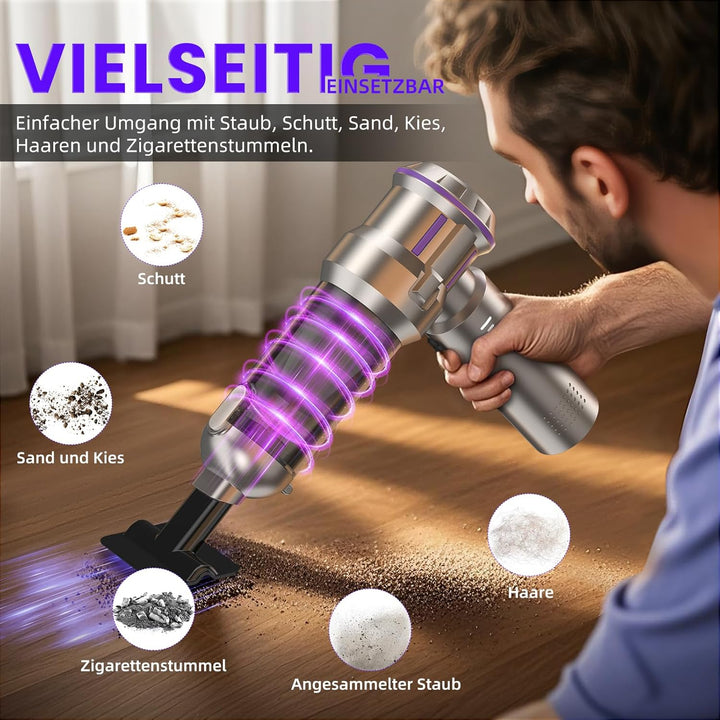 Handstaubsauger Akku, 25000Pa Akku Handstaubsauger Kabellos mit 1-Knopf-Selbstentleerung, 4-in-1 Aut