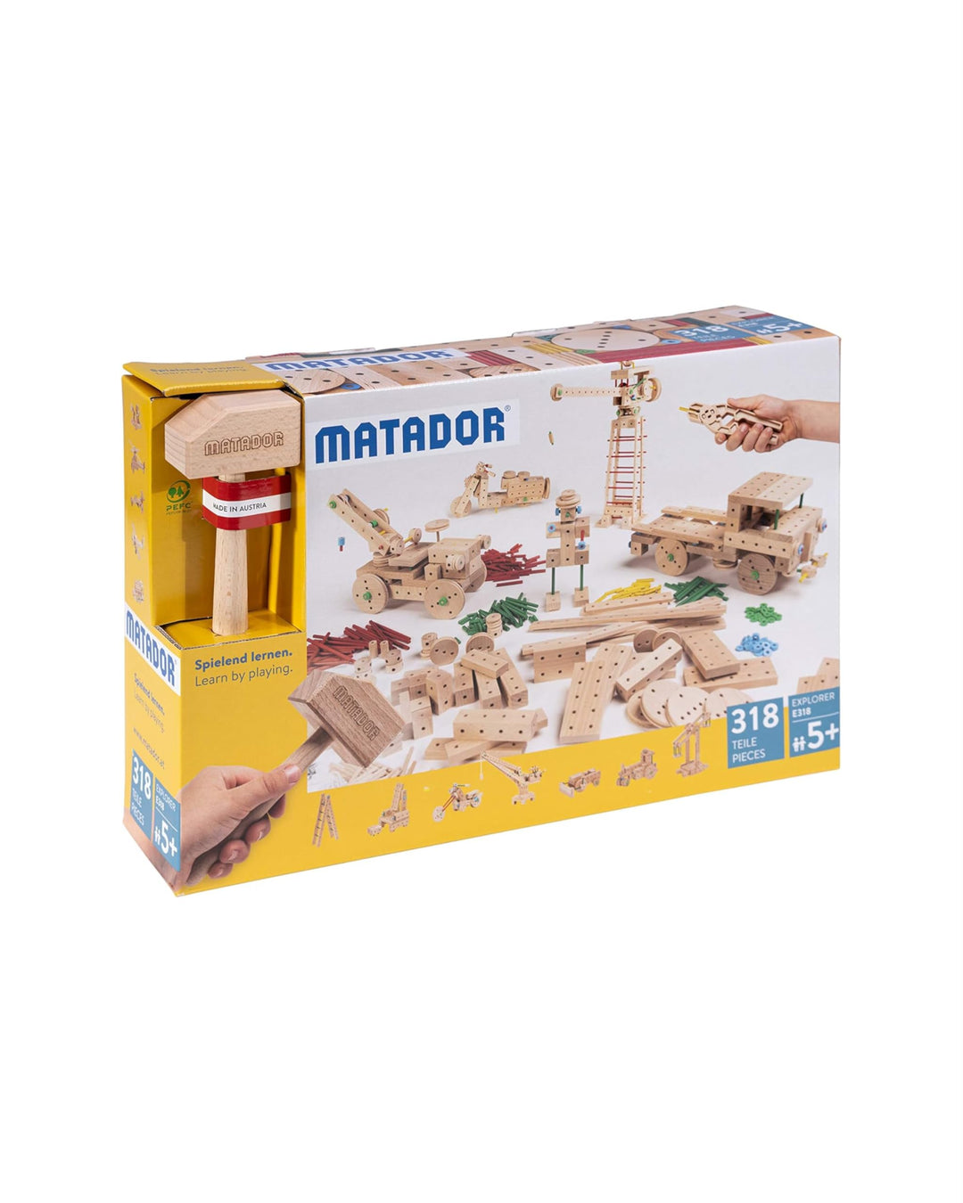 Matador Kinder Baukasten ab 5 Jahren 318-tlg. - Spannendes Holz Konstruktionsspielzeug zur Schulung
