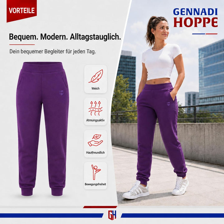 Gennadi Hoppe Damen Jogginghose Trainingshose Sweat Pants Sporthose Fitness Hose XS Lila (Purple), X