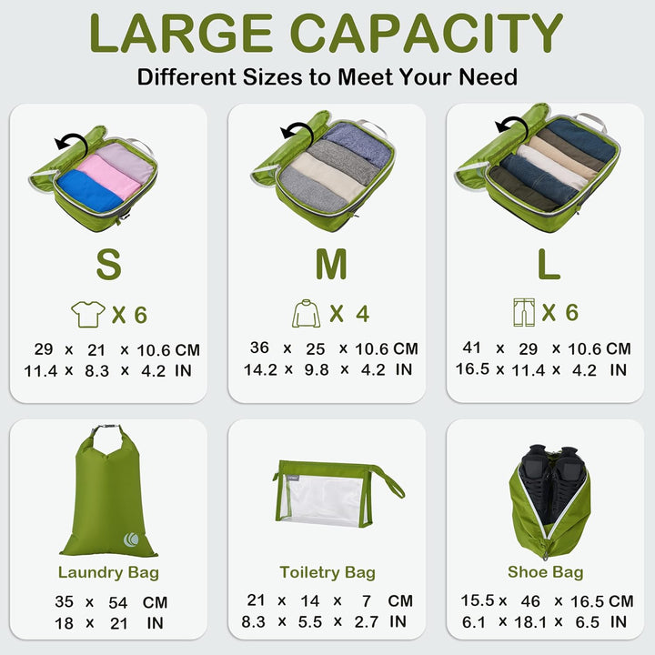 Cipway Kompression Koffer Organizer Set für Rucksack ，Ultraleichte Packtaschen Compression Packing C