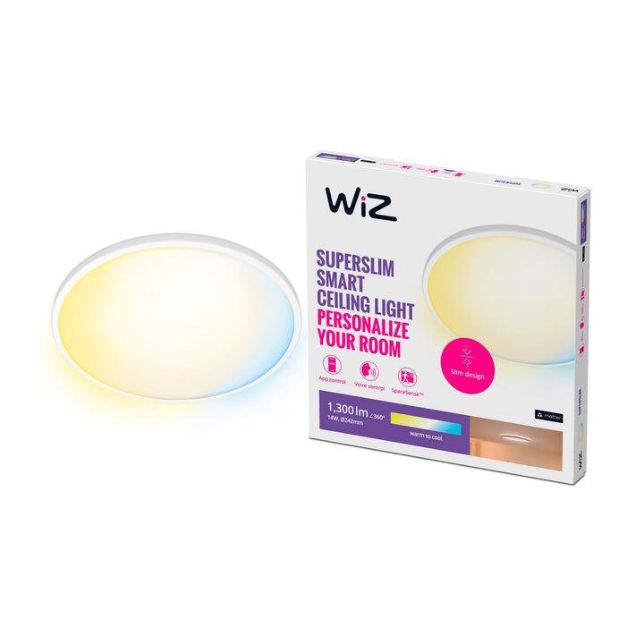 WiZ SuperSlim Deckenleuchte Tunable White, dimmbar, warm- bis kaltweiss, 14W, smarte Steuerung per A