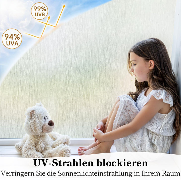 Qualsen Fensterfolie Blickdicht,Milchglasfolie Selbstklebend Fenster Sichtschutzfolie Non-Klebefolie