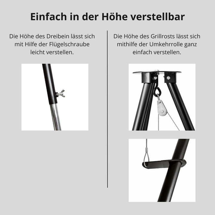 HeRo24 Dreibein Grillgestell für Schwenker - Schwenkgrill ohne Grillrost ! T-180