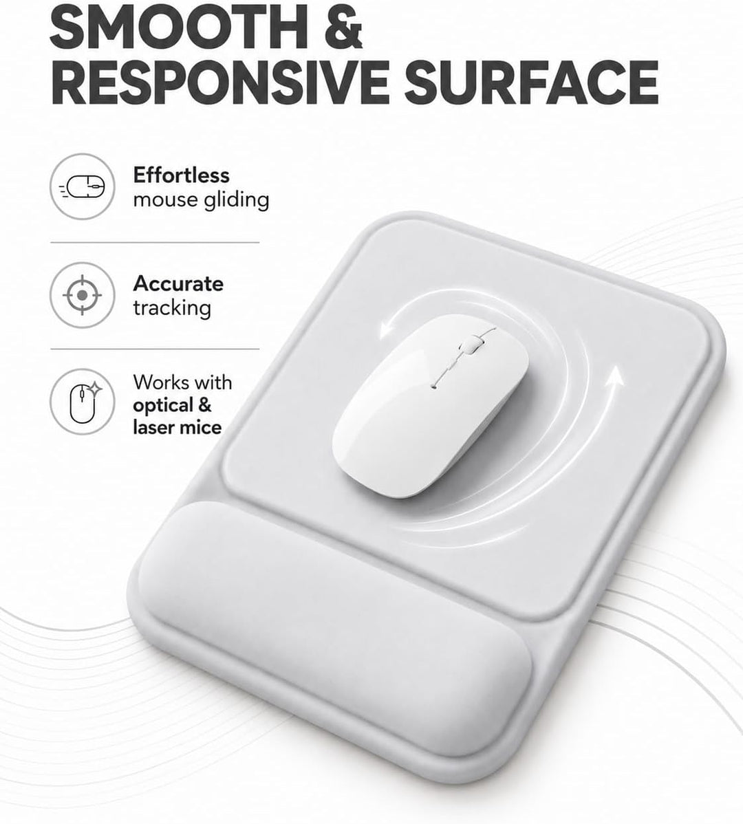 Mauspad mit gelkissen Handgelenkauflage,mousepad ergonomisch Vertieftes Anti-Druck Design, Rutschfes