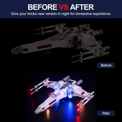 cooldac LED-Beleuchtungsset für Lego 75301 Star Wars Luke Skywalkers X-Wing Fighter, USB-Verbindungs