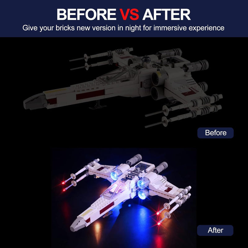 cooldac LED-Beleuchtungsset für Lego 75301 Star Wars Luke Skywalkers X-Wing Fighter, USB-Verbindungs