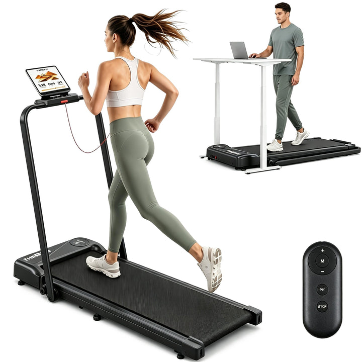 THERUN Walking Pad Laufband leise,Treadmill klappbares bis 10 km/h Schwarz, Schwarz