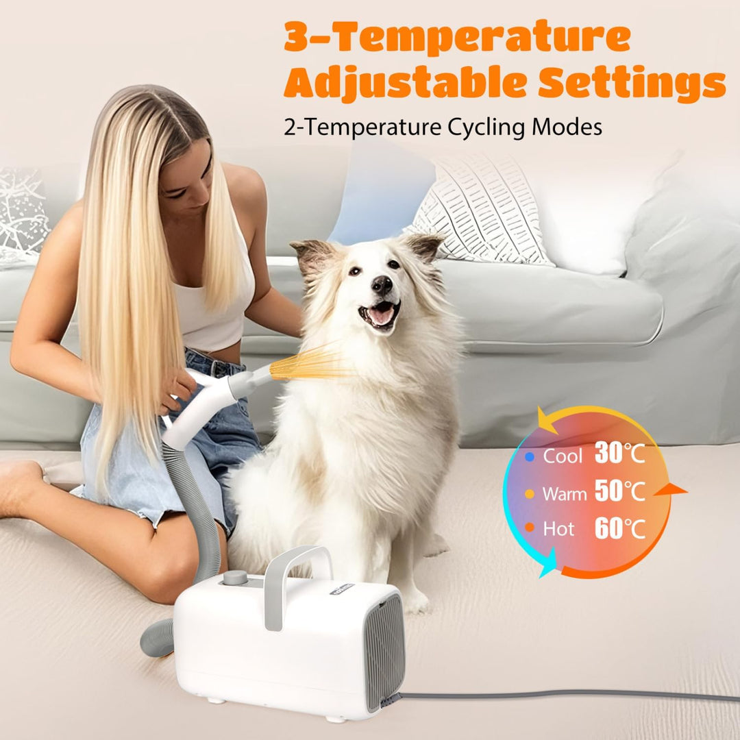 Nobleza Pet Blower Professioneller Haartrockner für Haustiere, mit 4 Düsen, einstellbare Geschwindig