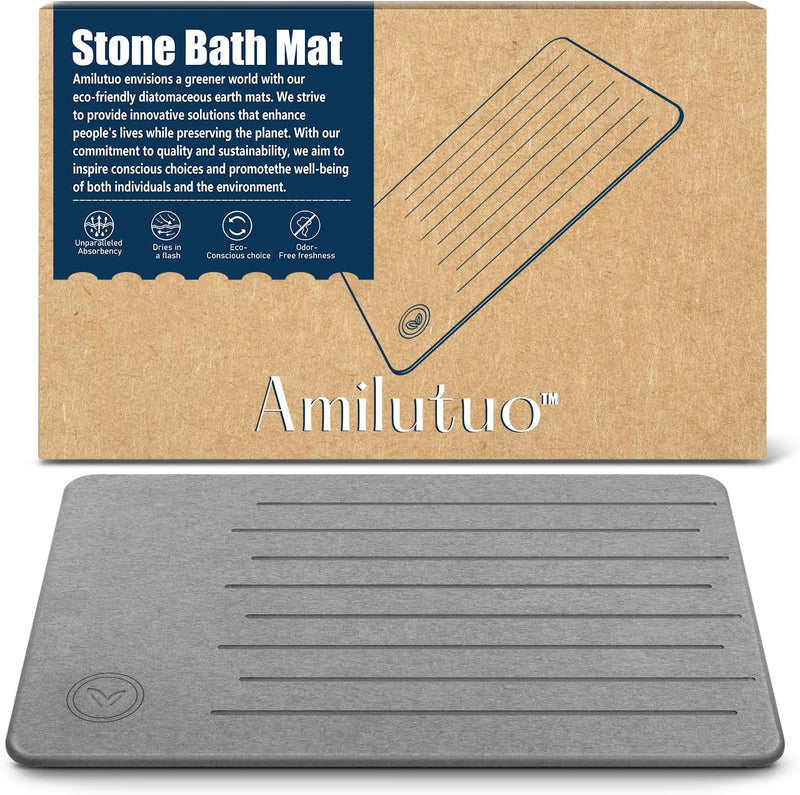 Amilutuo Badematte Stein, Diatomite Stone Bath Mat, rutschfeste Stein Badematte, Badematte Stein Sch
