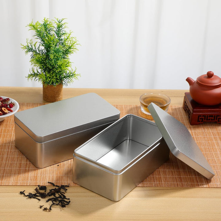 NOLITOY 2 StüCk Blechdose mit Deckel Klein Rechteckige Metallbox für Tee Aufbewahrung Luftdicht Troc