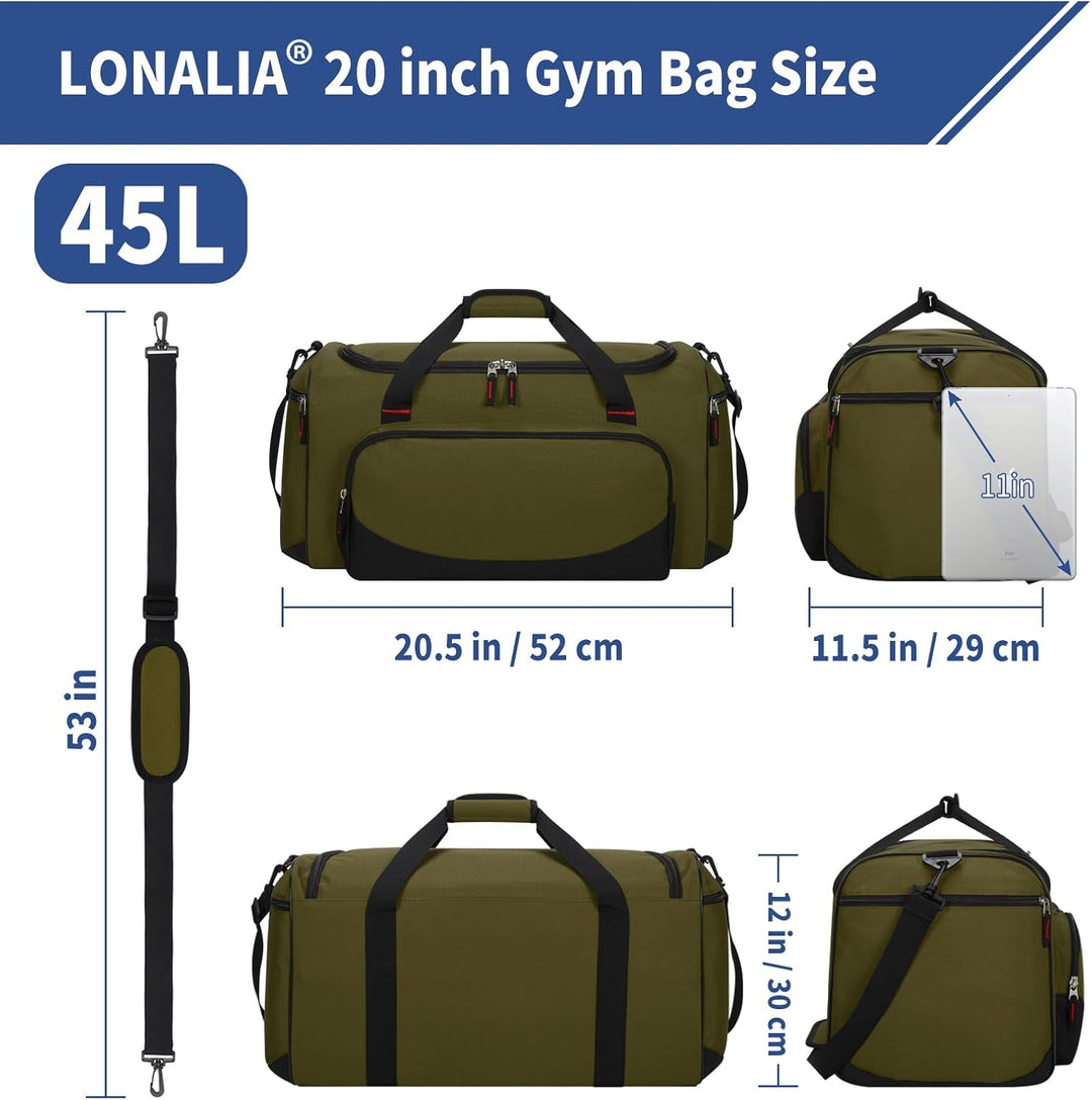 45L Sporttasche Reisetasche mit Seitentaschen - Weekender Gym Tasche Trainingstasche für Sport Fitne