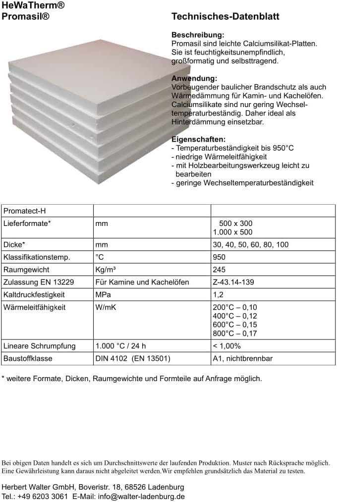 Promasil 950KS 1000 x 500mm 30mm 40mm 50mm 60mm 80mm 100mm (80mm Stärke), 80mm Stärke