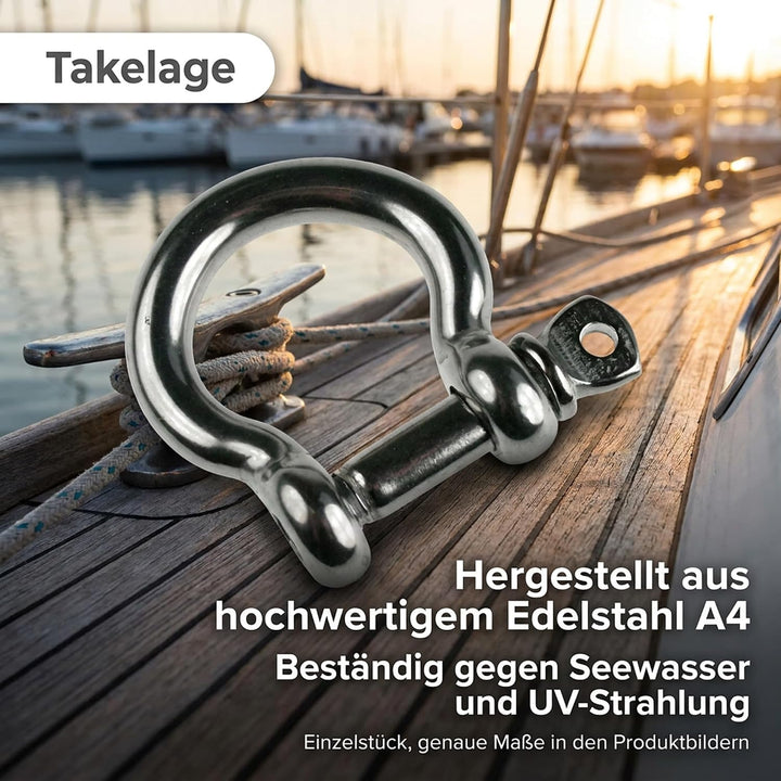 ARBO-INOX Rundschäkel geschweifte Form aus Edelstahl A4 geschmiedet 16 mm, 16 mm