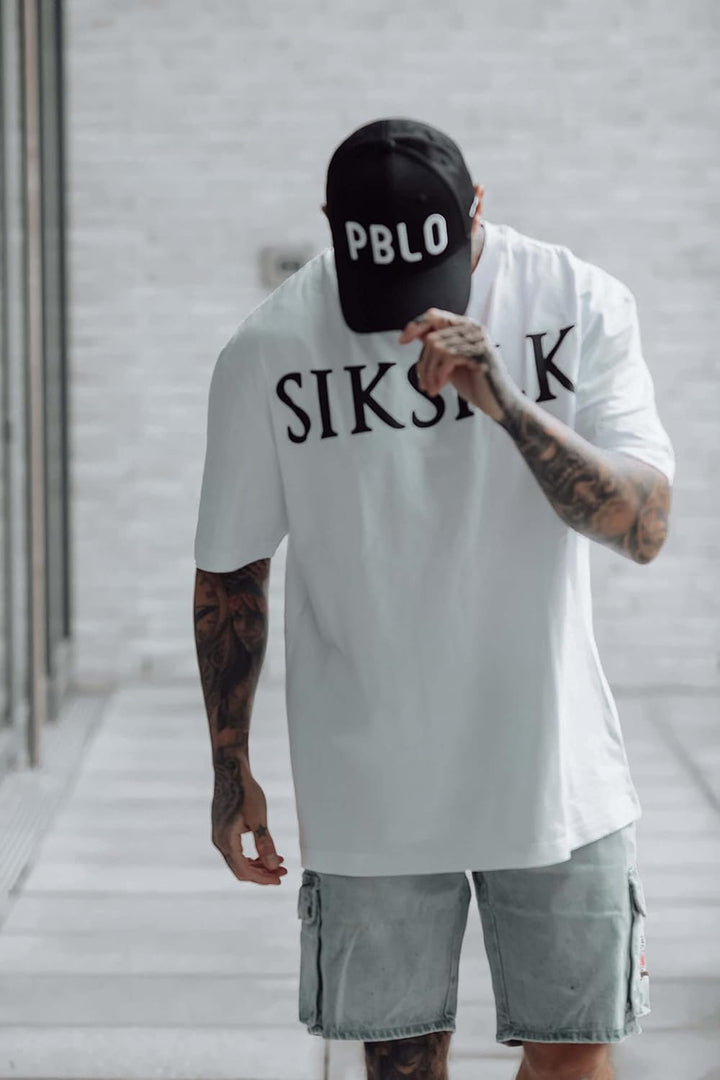 Pablo & Capone verstellbare Baseballkappe in Schwarz mit gebogenem Schirm
