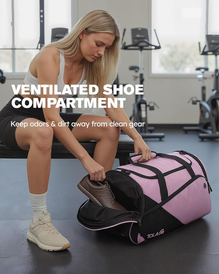 Tolaccea SporttascheDamen und Herren47L – Schuhfach&Nassfach, Rucksack‑Duffel Trainingstasche für Fi