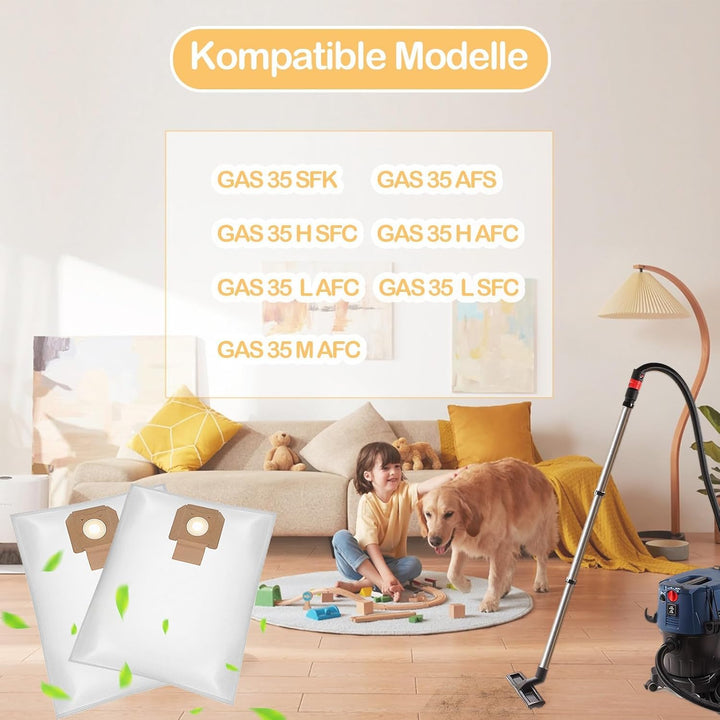 6 Staubsaugerbeutel für GAS 35 M AFC/ 35 L AFC/ 35 L SFC+, Bosch Vliesfilterbeutel Ersatzteil Bosch