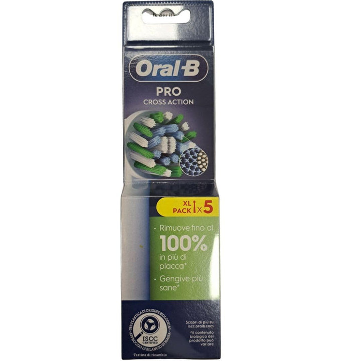 Oral-B Cross Action elektrische Zahnbürstenköpfe, Packung mit 5 weissen Ersatzbürsten, abgewinkelte