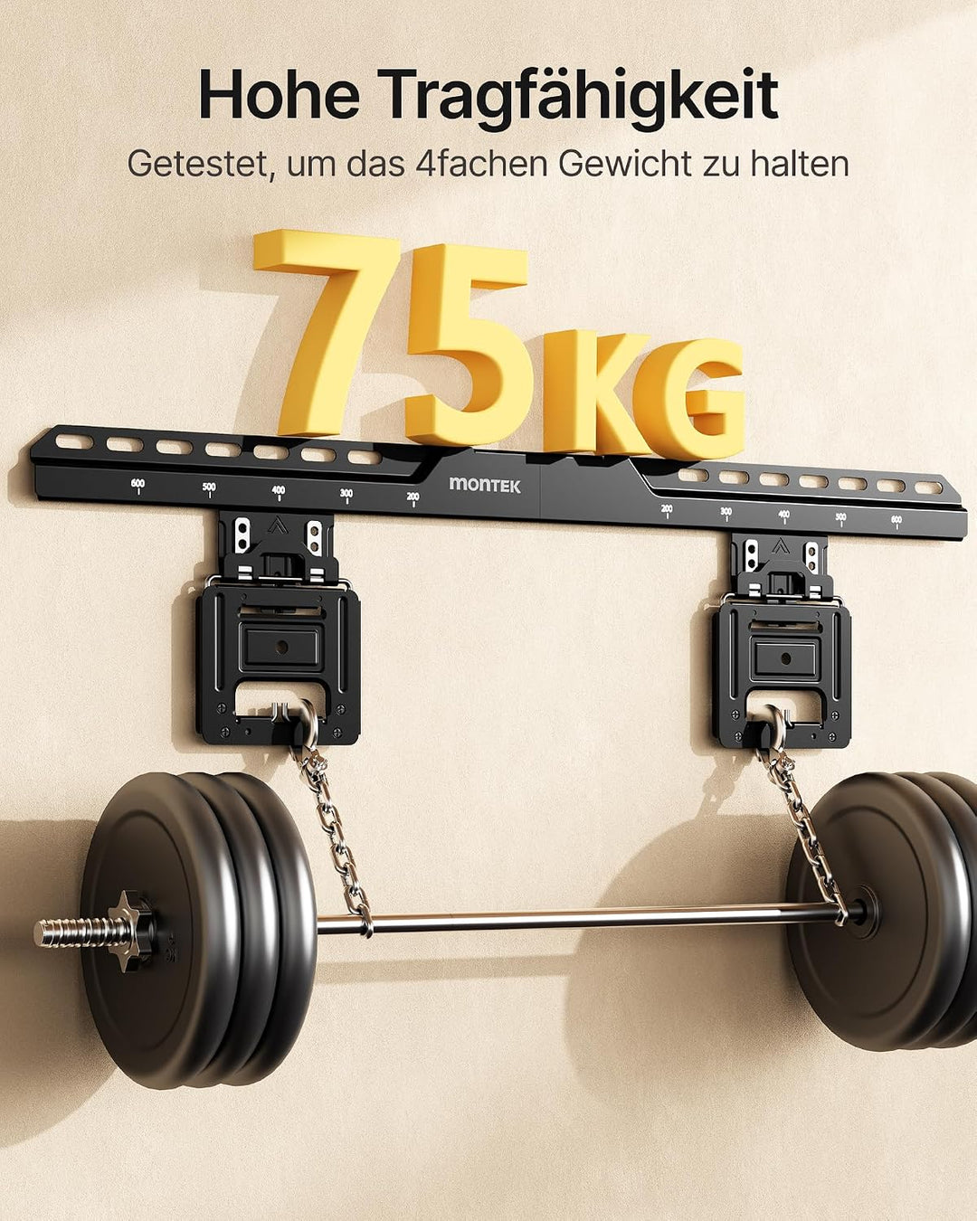 monTEK Ultra Slim TV Wandhalterung 37-86 Zoll bis 75kg, Max VESA 600x600mm